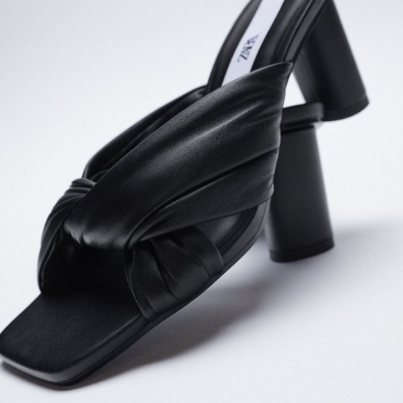 Zara New Black Quilted Leather Mules Shoes, nwt - Picture 3 of 8